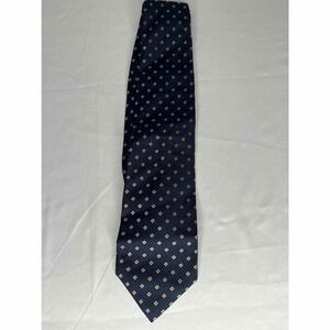 Banana Republic Men Necktie Blue Gold Geometric 100% Silk Clip On Pointed Formal